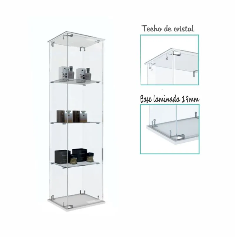 Vitrina eco basica cristal templado, techo cristal