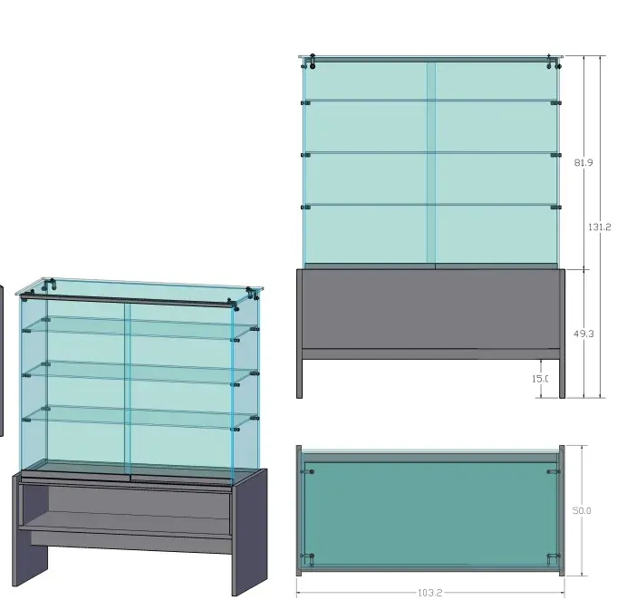 Vitrina mostrador cristal y base 131cm de alto. - Imagen 2