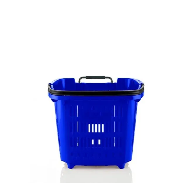 Cesta AZUL con ruedas 2 asas 34litros