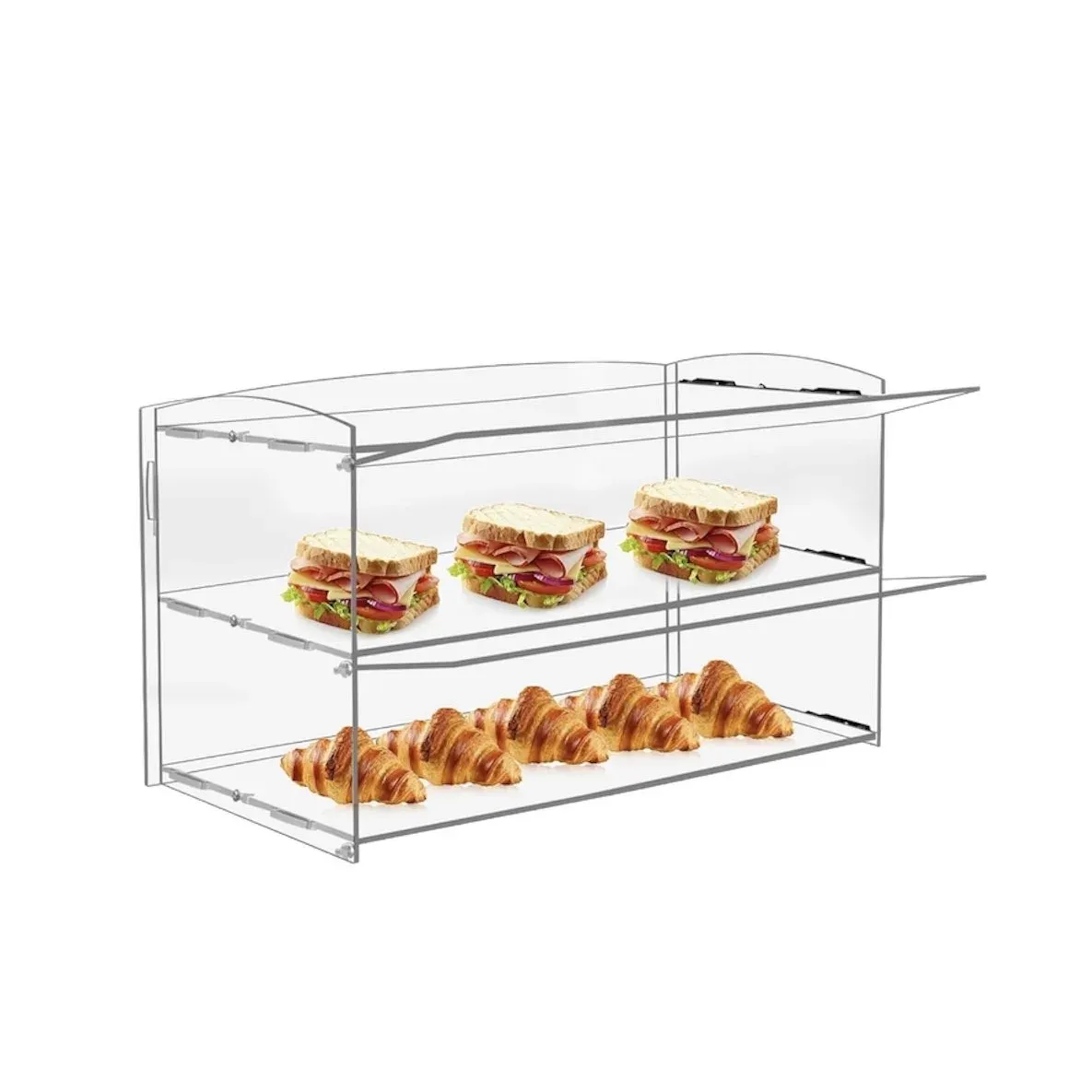 Vitrina de acrílico transparente de 2 niveles