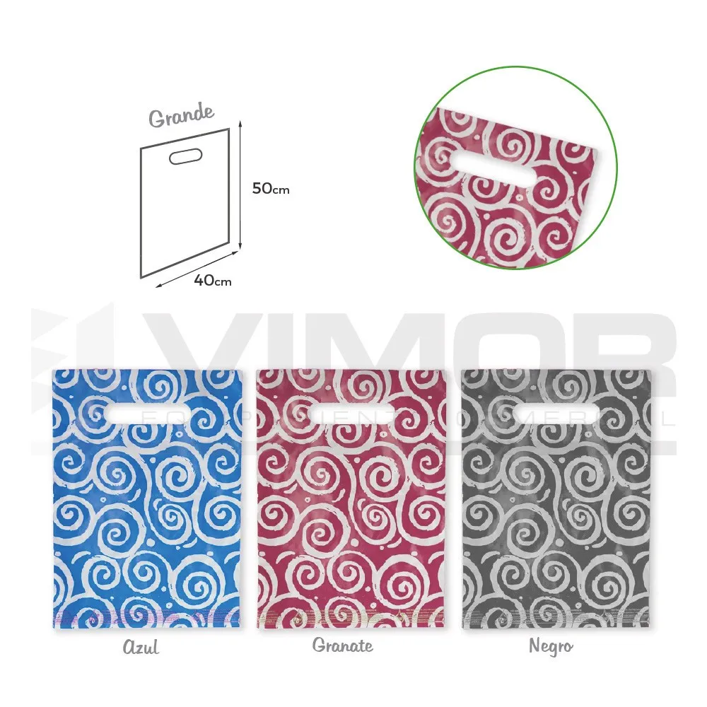 200 bolsas plástico asa troquel bucle 40x50cm