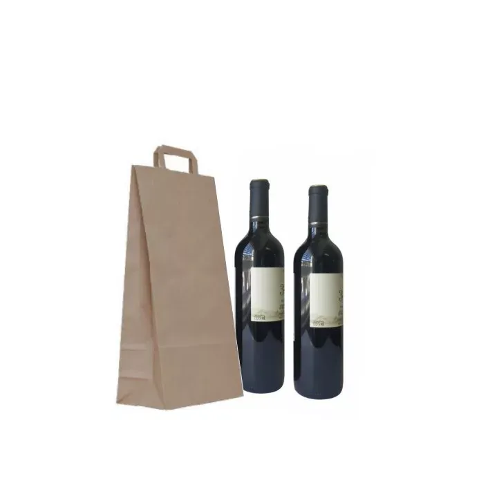 Bolsa papel asa plana restauración-2 botellas 18+9×37.5 - Imagen 2