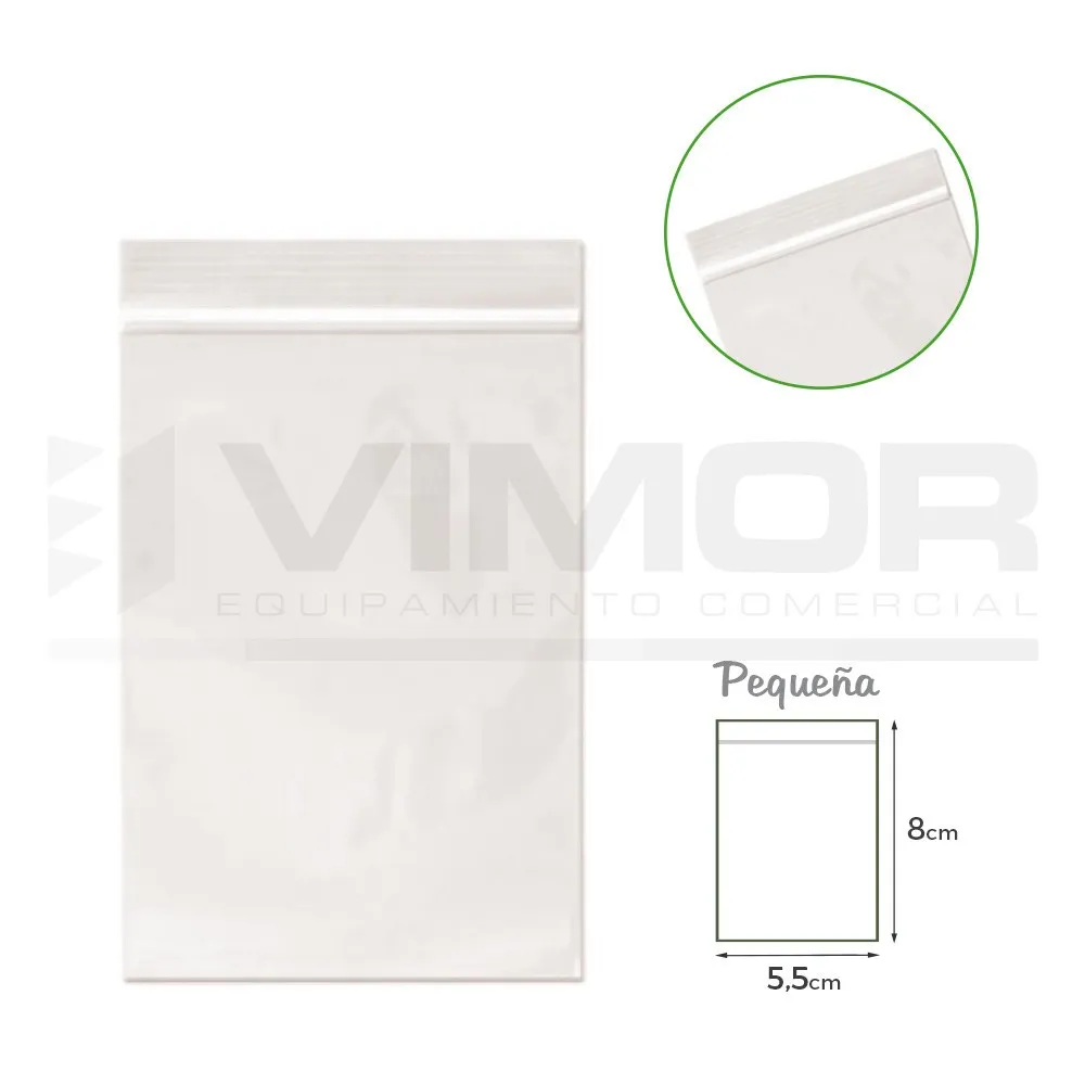 100 bolsas plástico con cierre presión 5,5x8cm