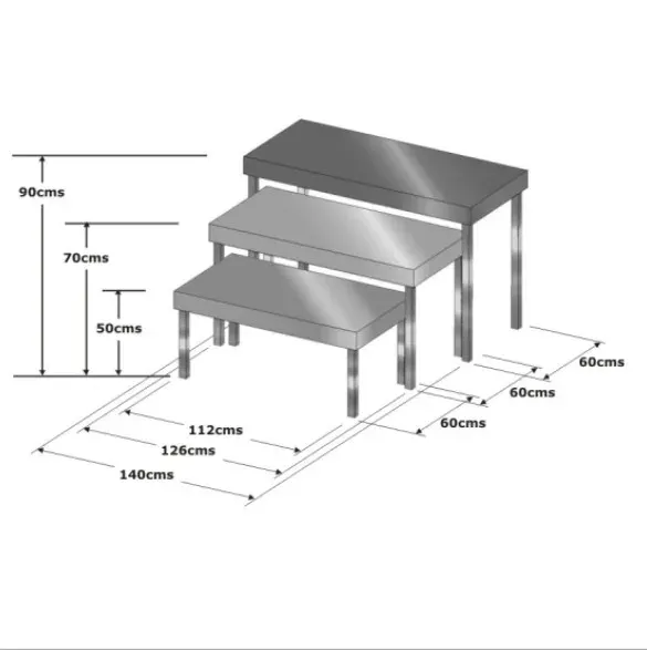 Mesa góndola cromo y encimera regruesada - Imagen 2