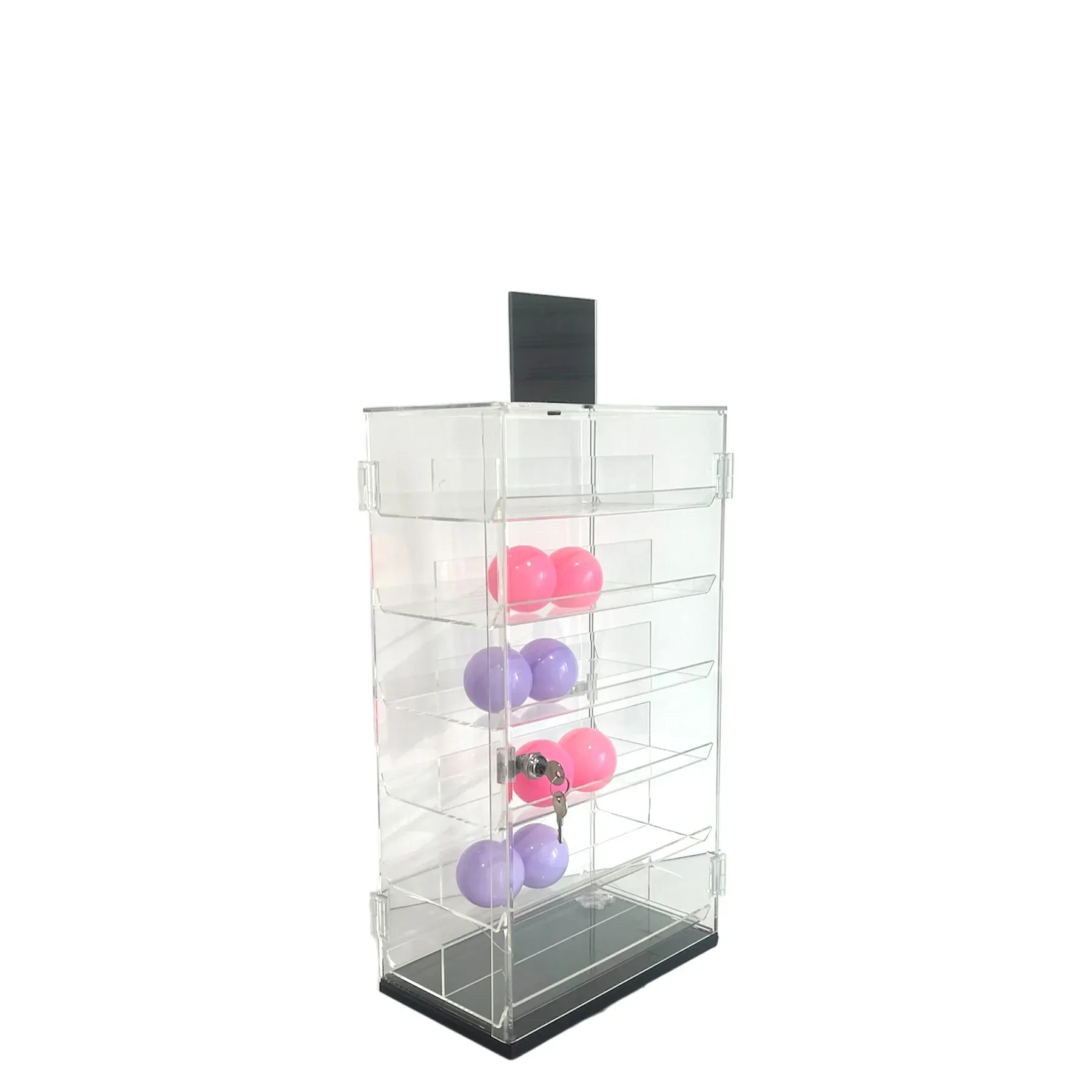 Vitrina 2 caras giratoria con espejo superior