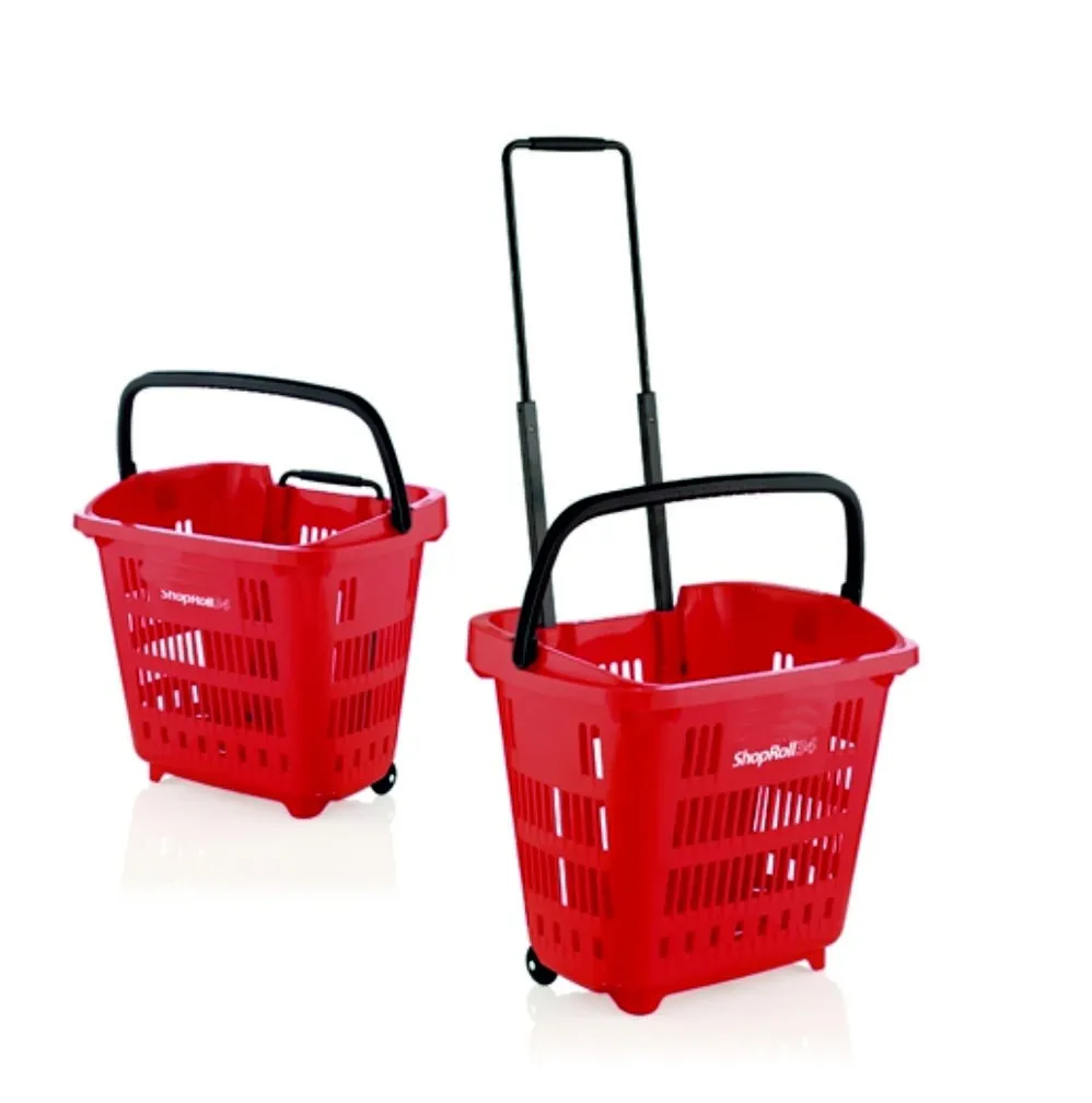 Cesta ROJA con ruedas 2 asas 34litros - Imagen 4