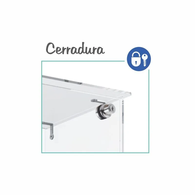 Vitrina cristal 8mm templado, 5 estantes 460x460x1900h mm - Imagen 3