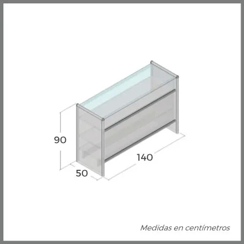 Mostrador CAPRI M40 de 140cm vitrina baja - Imagen 2