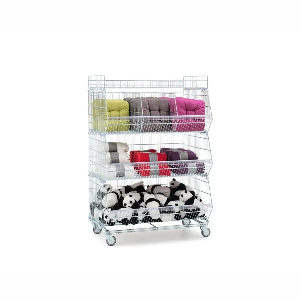 Expositor 4 cestas apilables con ruedas blanco - Imagen 2
