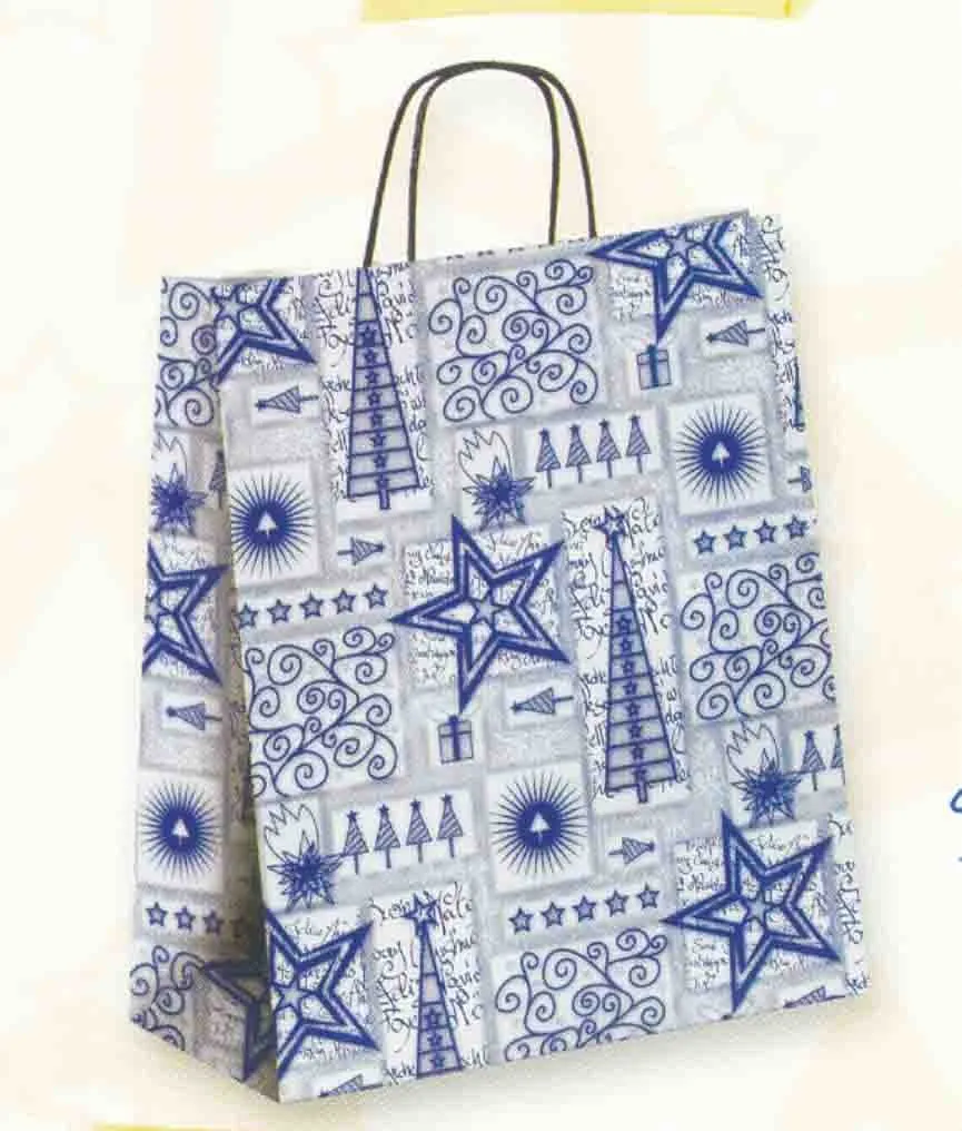 Bolsa de papel asa retorcida estrella 23+10×32