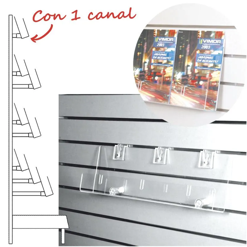 Expositor revistas 1 canal extensión 60cm