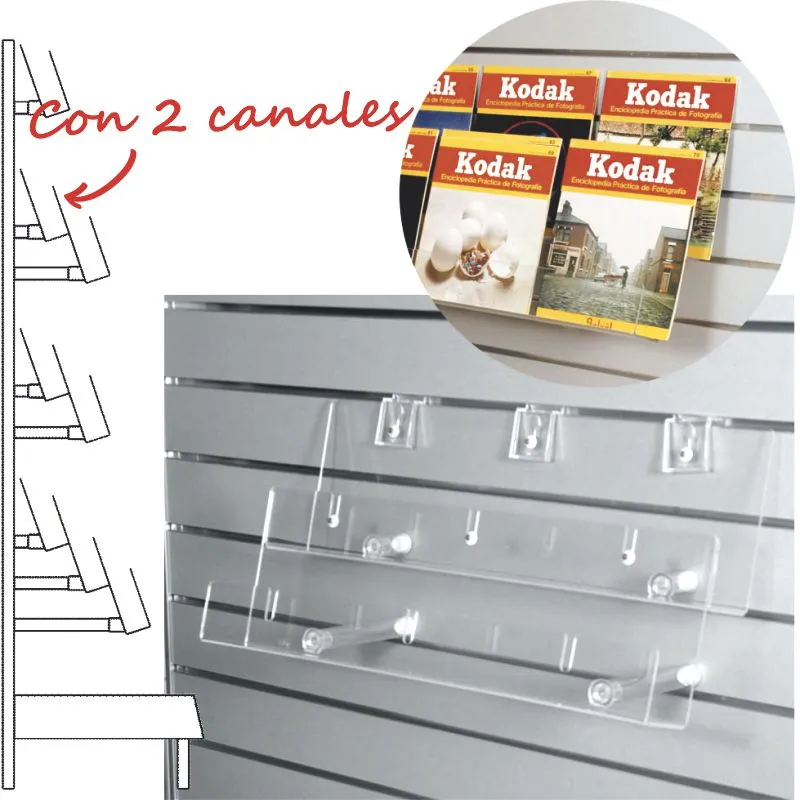 Expositor revistas 2 canales para lama