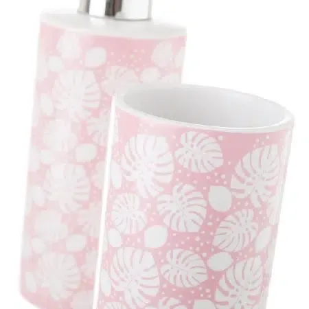 Set baño cerámica rosa(6.5×6.5x19cm) - Imagen 2