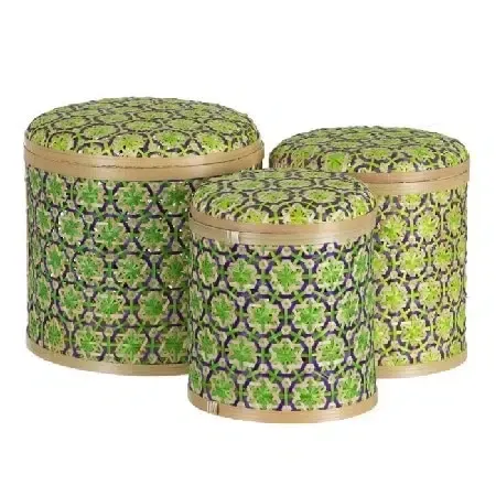 Set 2 cajas bambú verdes-azules(27x27x26cm)