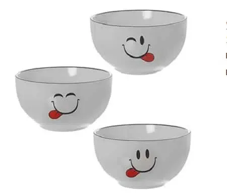 Cuenco cerámica blanca «caras»(14dx8cm)