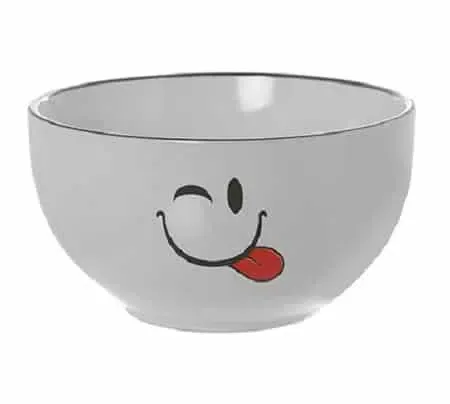 Cuenco cerámica blanca «caras»(14dx8cm) - Imagen 2