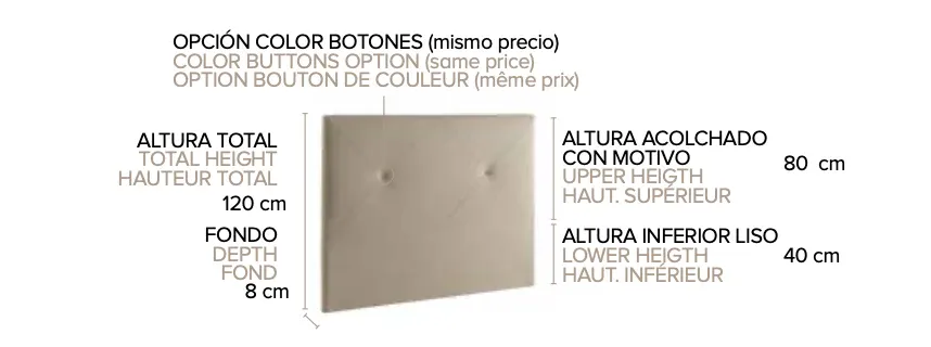CABEZAL TOKIO VARIAS MEDIDAS Y TEJIDOS 105/145/160/190/200 ANC X 120 ALT - Imagen 4