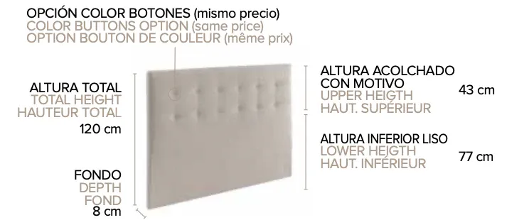 CABEZAL ATENAS VARIAS MEDIDAS Y TEJIDOS 105/145/160/190/200 ANC X 120 ALT - Imagen 4