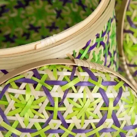 Set 2 cajas bambú verdes-azules(27x27x26cm) - Imagen 3