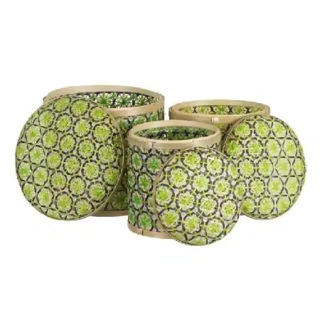 Set 2 cajas bambú verdes-azules(27x27x26cm) - Imagen 2