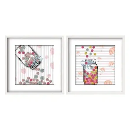 Set 2 cuadros botones multicolor(2M 30x3x30cm)