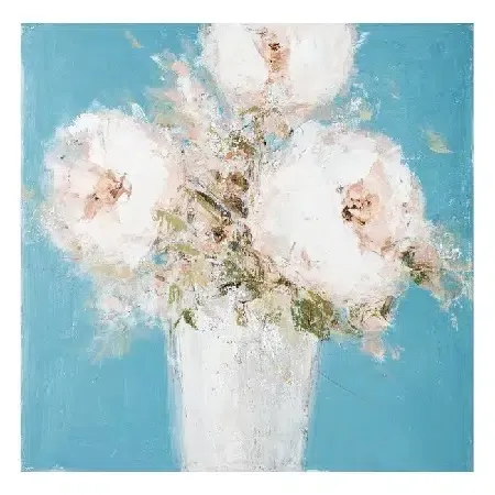 Óleo flores blanco-azul(50x3x50cm)