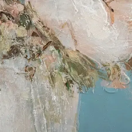 Óleo flores blanco-azul(50x3x50cm) - Imagen 2