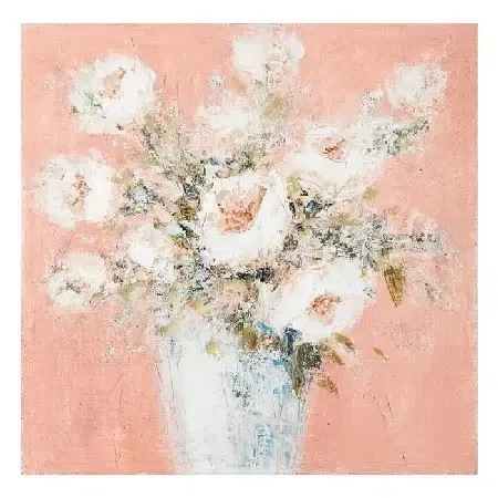 Óleo flores blanco-rosa(50x3x50cm)