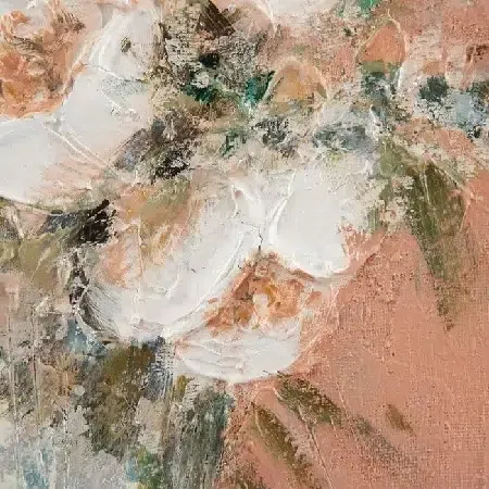 Óleo flores blanco-rosa(50x3x50cm) - Imagen 4