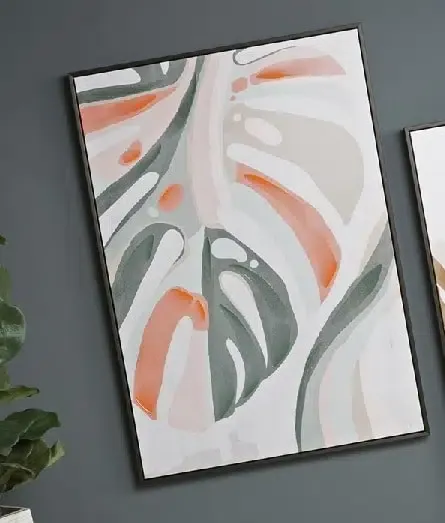 Set 2 cuadros hojas palmeras, naranjas-verdes(2M 72×102) - Imagen 3