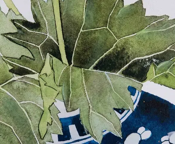 Óleo jarrón flores azules (75x4x100cm) - Imagen 2