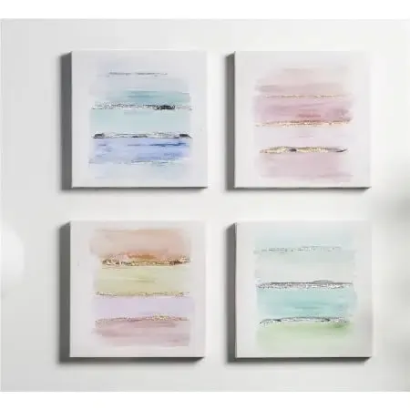 Set 4 óleos abstractos multicolor(4M 30x3x30 cm)