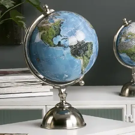 Figura bola del mundo azul-plata(20dx36cm)