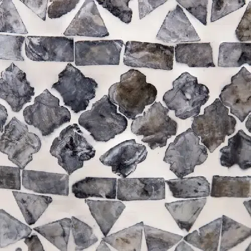 Jarrón nácar blanco-negro(32x16x43cm) - Imagen 4