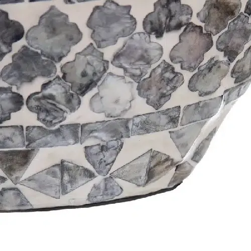 Jarrón nácar blanco-negro(32x16x43cm) - Imagen 5