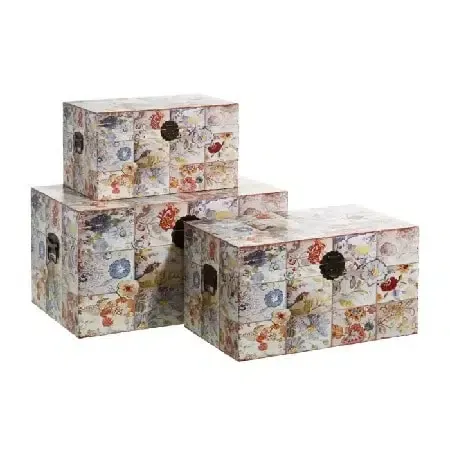 Baúl flores multicolor (63x38x35cm)
