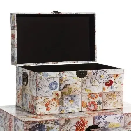 Baúl flores multicolor (63x38x35cm) - Imagen 3