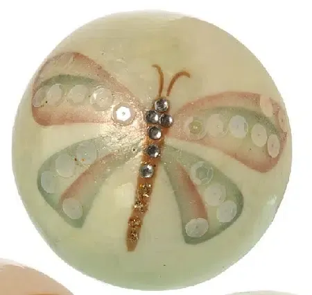 Set 3 bolas decoración nácar blanco libélulas (10d cm) - Imagen 2