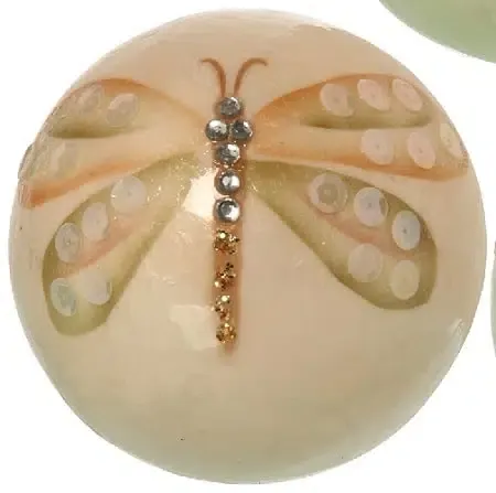 Set 3 bolas decoración nácar blanco libélulas (10d cm) - Imagen 3