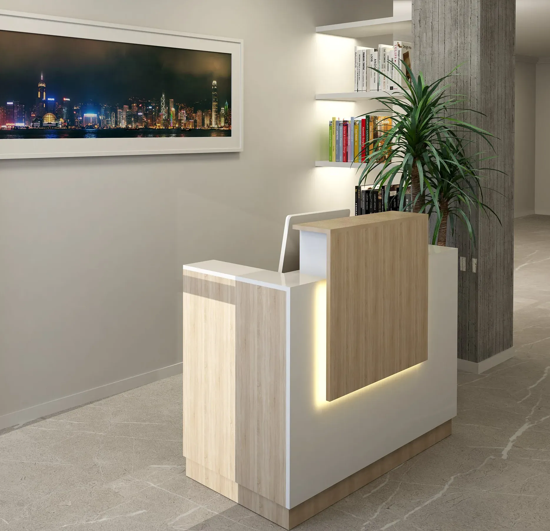 Mostrador madera recepción