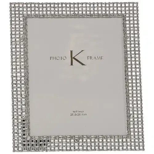 Portafotos metal plata calado cuadritos (20x25cm)