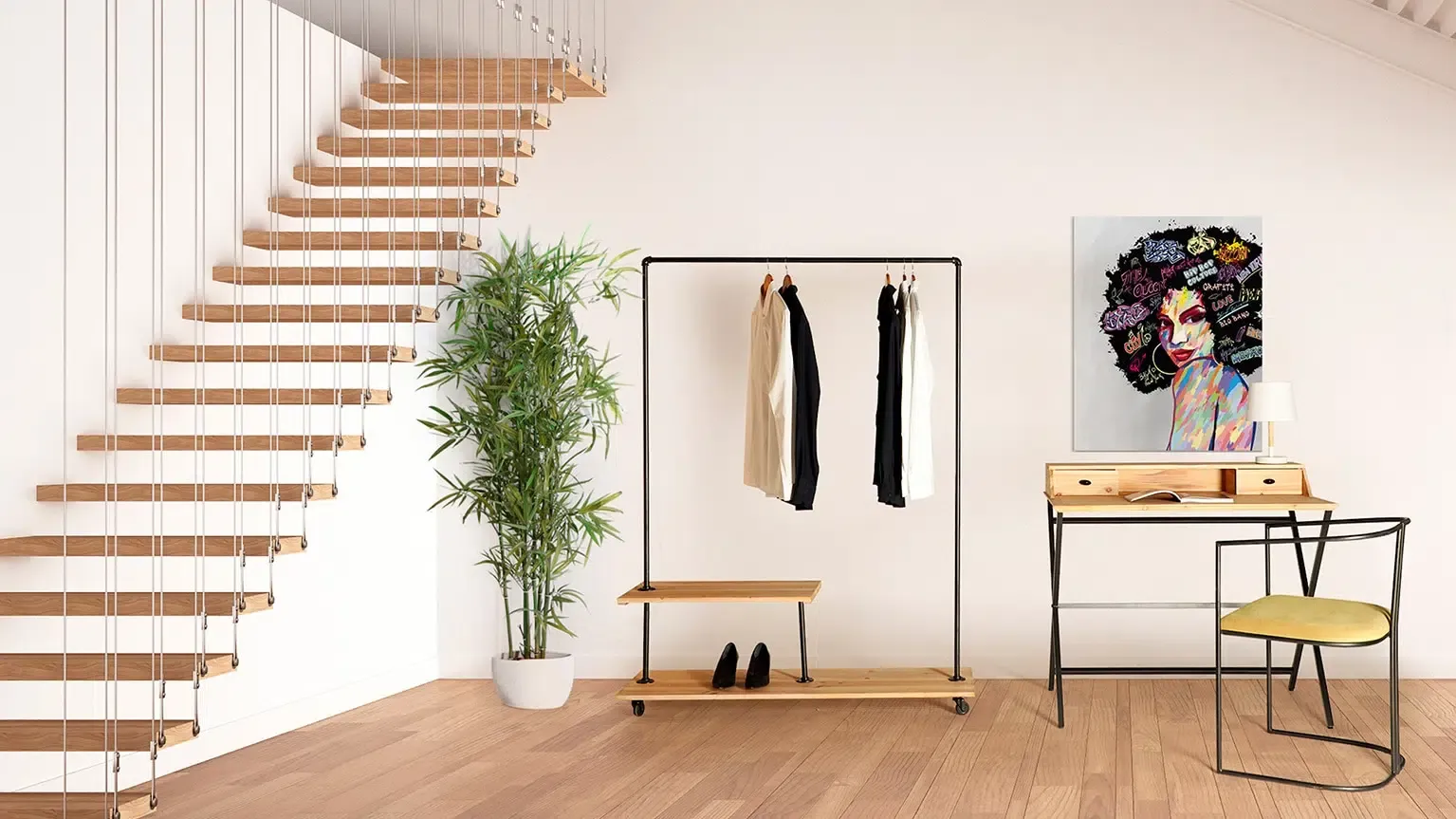 Escritorio abeto natural-metal, vintage(100x60x90cm) - Imagen 3