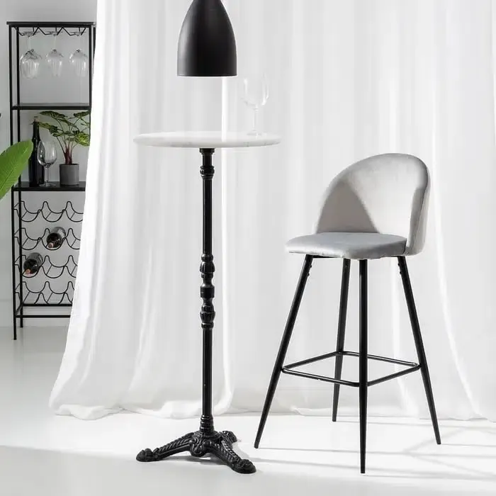 Set 4 taburetes terciopelo gris, Manhattan (40x48x102 cm - Imagen 2