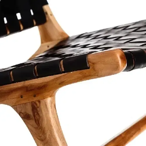 Butaca teka piel negra colonial (87x83x66cm) - Imagen 5