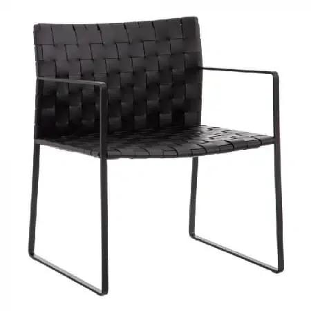 Sillón piel negra Houston, moderno (61x58x77cm)