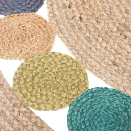 Alfombra redonda yute natural-multicolor(120x120x1cm) - Imagen 3