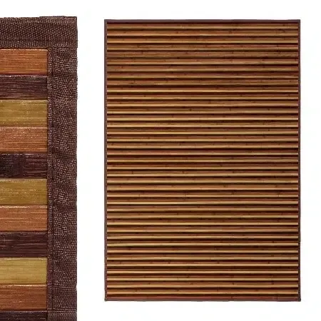 Alfombra bambú listas marrones(140x200cm)