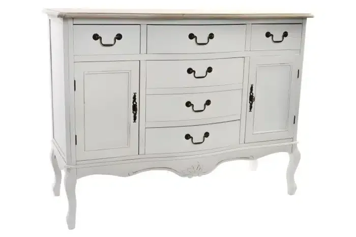 Aparador Cajones y Puertas Blanco y Natural Cécile, Provenzal (118x45x90 cm)
