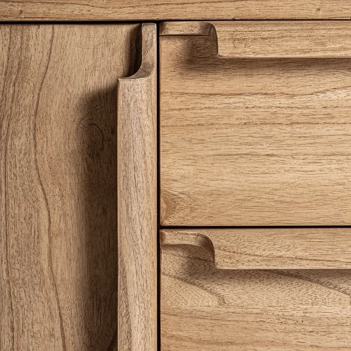 Aparador Dos Puertas y Tres Cajones Mindi Natural Luka, Nórdico (180x45x78cm) - Imagen 6