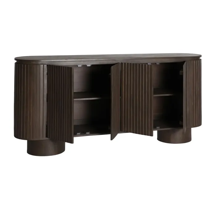 Aparador 4 Puertas Ovalado Mango Oscuro Kai, Art Decó (180x40x85 cm ) - Imagen 3